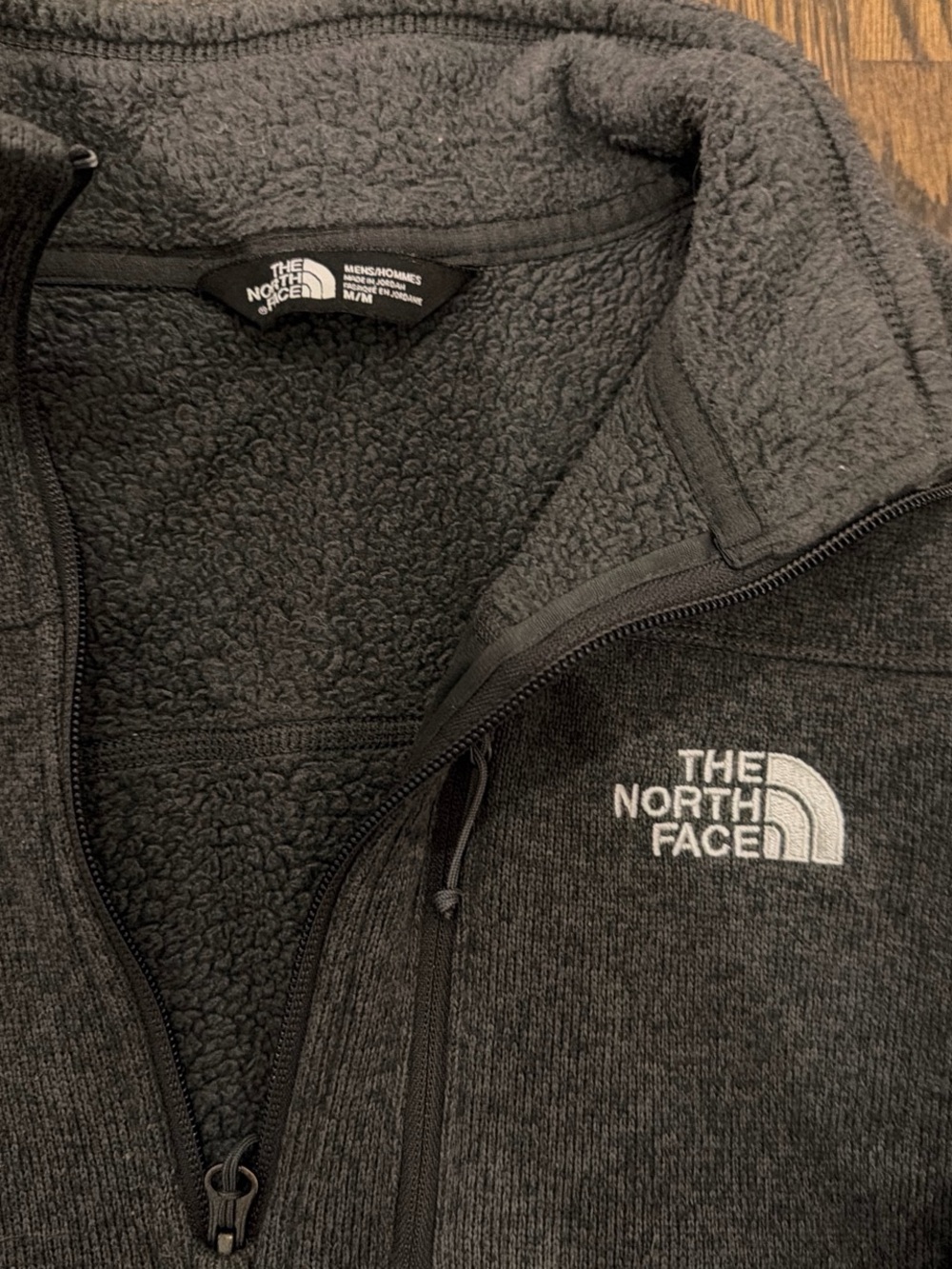 The North Face Men’s Charcoal Black Sherpa-Lined Quarter-Zip Jacket